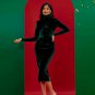 Velvet High-neck Midi Bodycon Dress