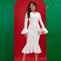 Ruffle Trim Mermaid Hem Midi Bandage Dress