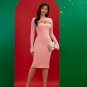 Pink Cutout Bandage Midi Dress