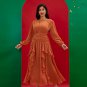 Round Neck Elegant Ruffle Long Dress