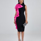 Bowknot Ruffle Midi Bandage Dress