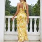 Halter Sleeveless Floral Midi Bodycon Dress