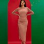 Ruched Mesh Long Sleeve Bodycon Dress