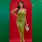 Olive Green Velvet Bustier Long Dress