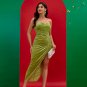 Olive Green Velvet Bustier Long Dress