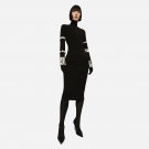 High Neck Nail Bit Over Knee Bandage Dress