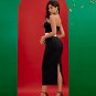 Black White Strapless Midi Bandage Dress