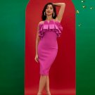 Strapless Ruffle Bandage Midi Tube Dress