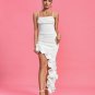 Strappy Asymmetric Ruffle Satin Dress