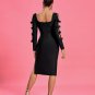 Square Neck Midi Slit Bandage Dress