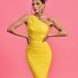 One Shoulder Ruched Mesh Dress