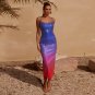 Strappy Sleeveless Gradient Color Midi Dress