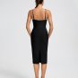 Floral Applique Strap Midi Bandage Dress