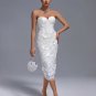 Strapless Floral Applique Midi Dress