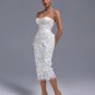 Strapless Floral Applique Midi Dress