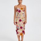 Maraya Strapless Floral Applique Midi Dress