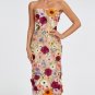 Maraya Strapless Floral Applique Midi Dress
