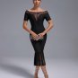 Off Shoulder Bandage Midi Lace Dress