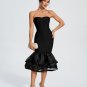 Strapless Tiered Ruffle Hem Bandage Dress