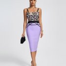 Crystal Beaded Applique Midi Bandage Dress