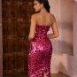 Open Back Sequins Embellished Midi Dress