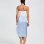 White Lace Bustier Midi Draped Dress