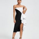 Asymmetric Bow Draped Midi Bandage Dress