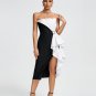 Asymmetric Bow Draped Midi Bandage Dress