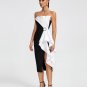 Asymmetric Bow Draped Midi Bandage Dress