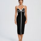 White-Stripe Midi Bandage Dress