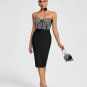 Rhinestone Bandage Bustier Midi Dress