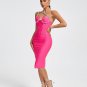 One Shoulder Crystal Chain Bandage Dress