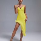 Strappy Puffy Chiffon Trim Midi Bandage Dress