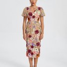 Maraya V-Neck 3D Floral Midi Dress