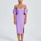 Off Shoulder Bow-Detail Midi Bandage Dress