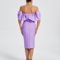 Off Shoulder Bow-Detail Midi Bandage Dress