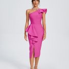 One Shoulder Ruffle Cocktail Bandage Dress