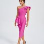 One Shoulder Ruffle Cocktail Bandage Dress