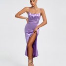 Strappy Satin Fabric Pleated Long Dress