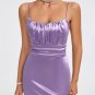 Strappy Satin Fabric Pleated Long Dress