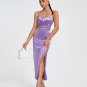 Strappy Satin Fabric Pleated Long Dress