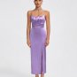 Strappy Satin Fabric Pleated Long Dress