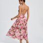 Asymmetric Peony Print Backless Dress