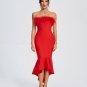 Strapless Feather Trim Bandage Fishtail Dress