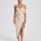 Asymmetrical Feather Midi Dress