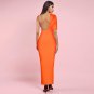 V Neck Short Sleeve Backless Maxi Bandage Dress