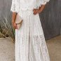 Off Shoulder Short Sleeve Floral Lace Bridesmaid Maxi Dress
