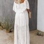 Off Shoulder Short Sleeve Floral Lace Bridesmaid Maxi Dress
