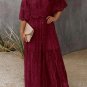 Off Shoulder Short Sleeve Floral Lace Bridesmaid Maxi Dress