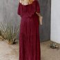Off Shoulder Short Sleeve Floral Lace Bridesmaid Maxi Dress